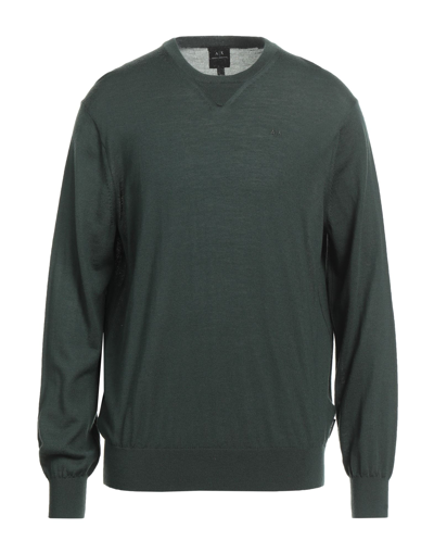 Shop Armani Exchange Man Sweater Dark Green Size S Virgin Wool, Wool, Polyamide, Elastane