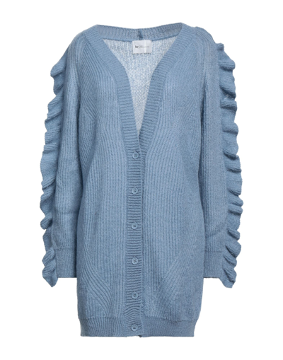 Shop Be Blumarine Woman Cardigan Pastel Blue Size 8 Acrylic, Polyamide, Mohair Wool