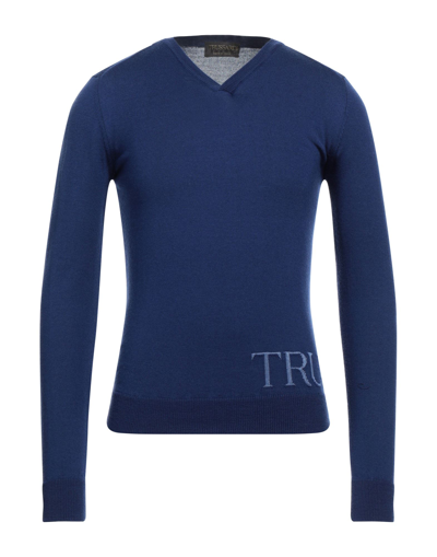Shop Trussardi Man Sweater Blue Size Xs Wool, Viscose