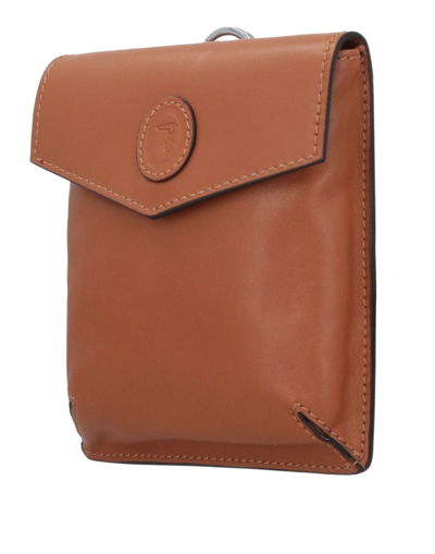 Shop Trussardi Man Belt Bag Tan Size - Calfskin In Brown