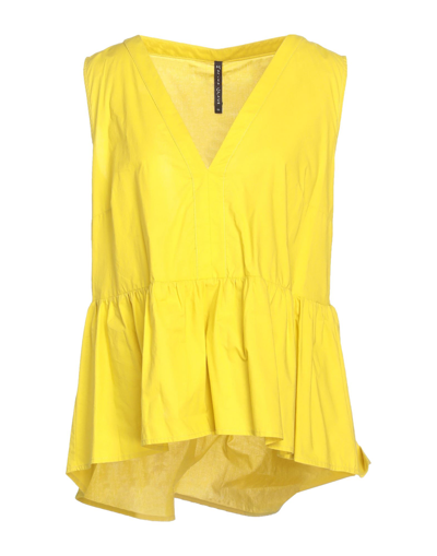Shop Manila Grace Woman Top Ocher Size 2 Cotton In Yellow