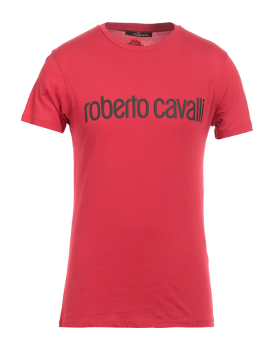 Shop Roberto Cavalli Man T-shirt Red Size M Cotton