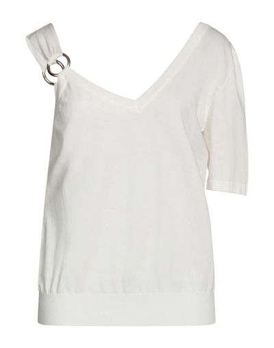 Shop Boutique Moschino Woman Top Ivory Size 8 Cotton, Polyamide, Elastane In White