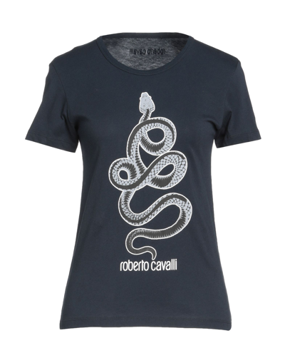 Shop Roberto Cavalli Woman T-shirt Midnight Blue Size L Cotton