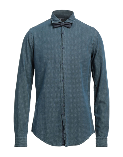 Shop Aglini Man Shirt Slate Blue Size 15 ½ Cotton