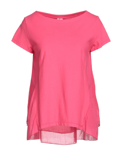 Shop European Culture Woman T-shirt Fuchsia Size Xs Cotton, Ramie In Pink
