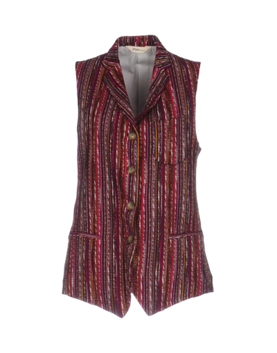 Shop True Tradition Woman Tailored Vest Burgundy Size 6 Acrylic, Polyester, Cotton, Elastane In Red