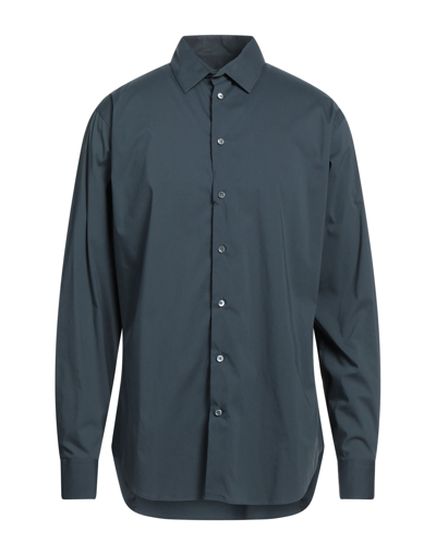 Shop Giorgio Armani Man Shirt Lead Size 14 ½ Cotton, Polyamide, Elastane In Grey
