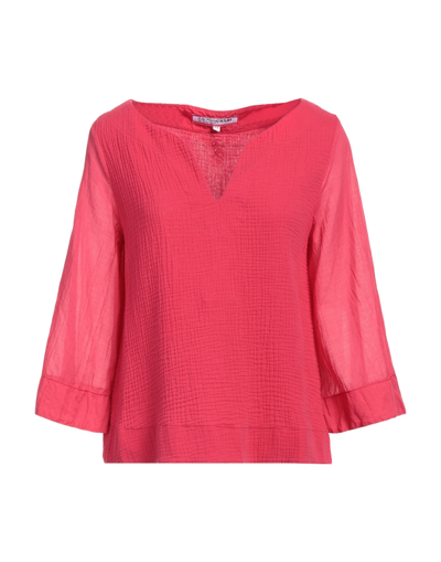 Shop European Culture Woman Blouse Fuchsia Size Xs Cotton In Pink