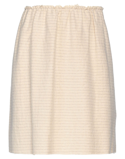 Shop Douuod Woman Mini Skirt Beige Size 4 Cotton, Wool