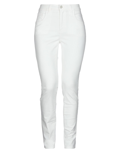 Shop Sonia De Nisco Woman Pants White Size 30 Cotton, Elastane