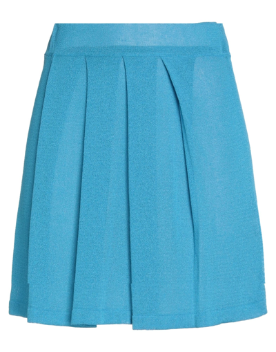 Shop Vicolo Trivelli Woman Mini Skirt Azure Size Xs Viscose, Polyester In Blue