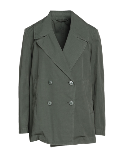 Shop Paltò Woman Overcoat & Trench Coat Dark Green Size 6 Cotton