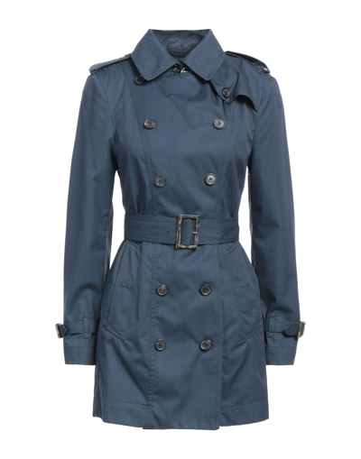 Shop Paltò Woman Overcoat Blue Size 6 Cotton