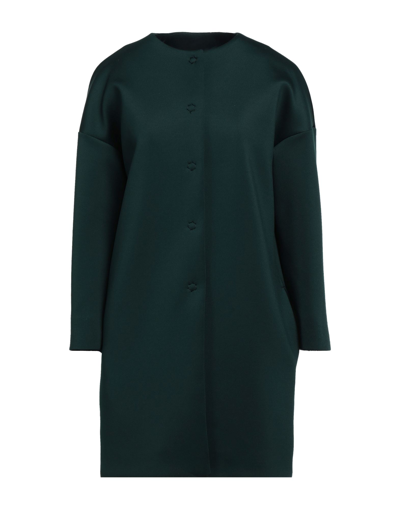 Shop Annie P . Woman Coat Dark Green Size 10 Polyester, Elastane