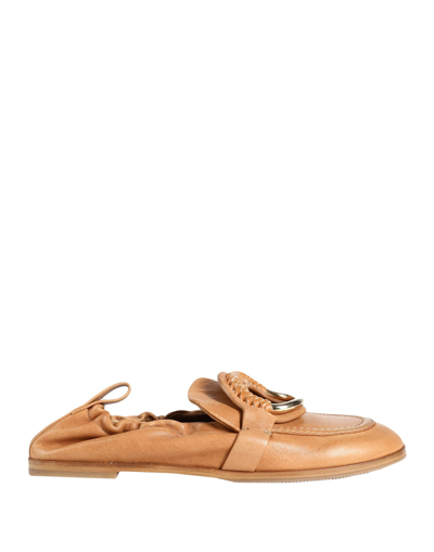 Shop See By Chloé Woman Loafers Camel Size 8 Goat Skin In Beige