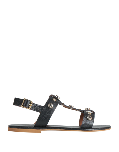 Shop Plinio Visona' Woman Sandals Black Size 6 Soft Leather