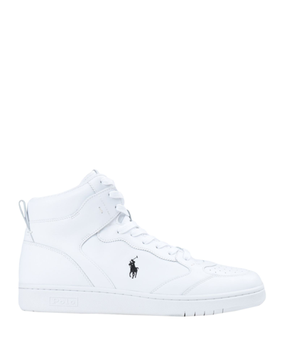Shop Polo Ralph Lauren Court Leather High-top Sneaker Man Sneakers White Size 9 Bovine Leather
