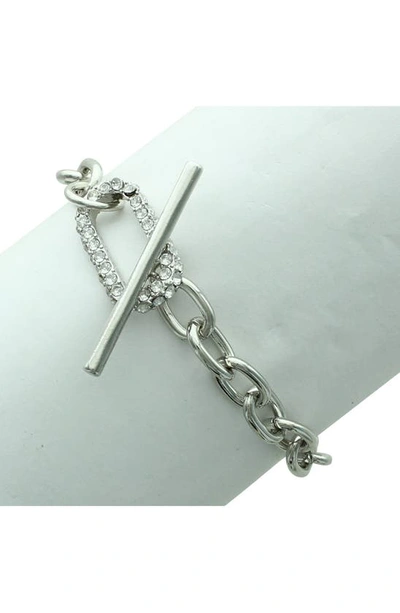 Olivia Welles Krystal Toggle Bracelet In Silver / Clear