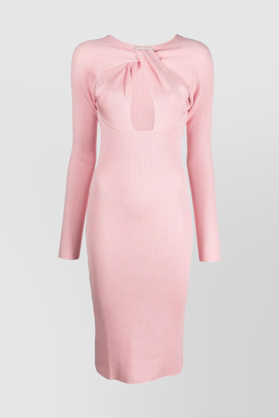 Shop Coperni Light Pink Twisted Cut-out Knit Dress