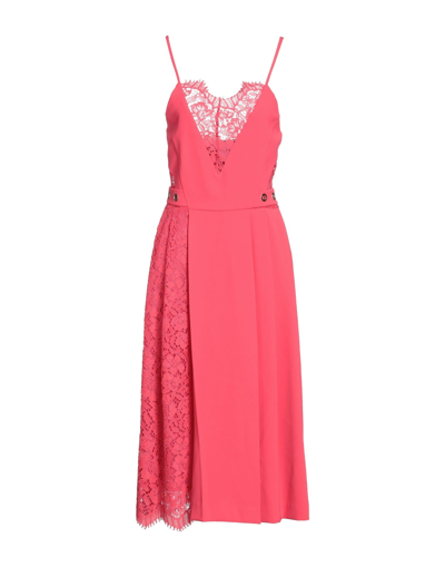 Shop Custo Barcelona Woman Midi Dress Fuchsia Size 6 Polyester, Elastane, Polyamide, Cotton, Viscose In Pink