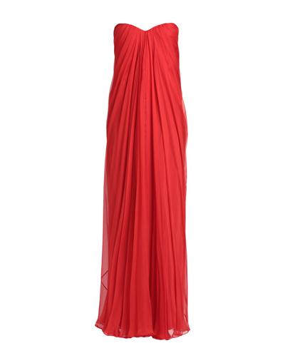 Shop Alexander Mcqueen Woman Long Dress Red Size 6 Silk