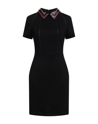 Shop Trussardi Woman Mini Dress Black Size 10 Acrylic, Virgin Wool, Lambskin