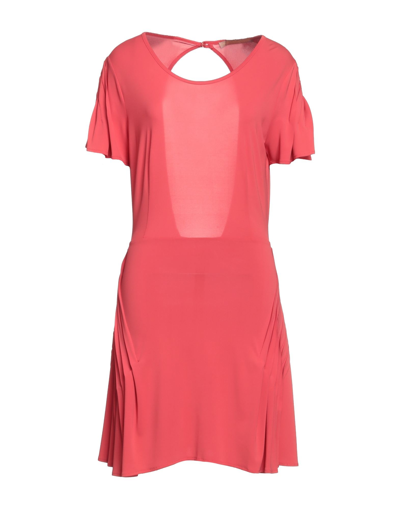 Shop Babylon Woman Mini Dress Coral Size 10 Acetate, Polyamide, Elastane In Red