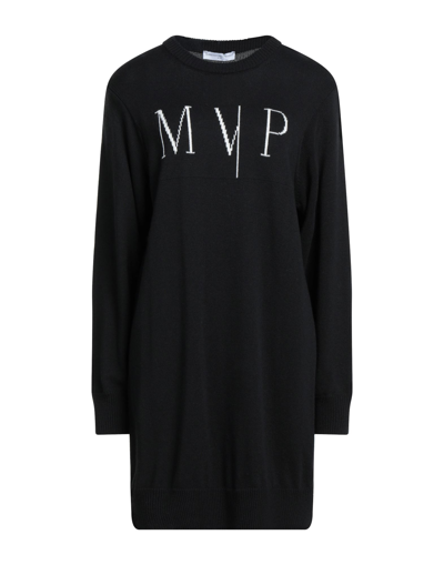 Shop Maria Vittoria Paolillo Mvp Woman Short Dress Black Size 6 Acrylic, Viscose, Cotton, Wool