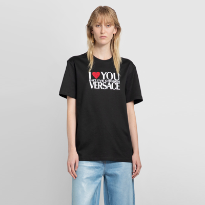 Shop Versace Woman Black T-shirts