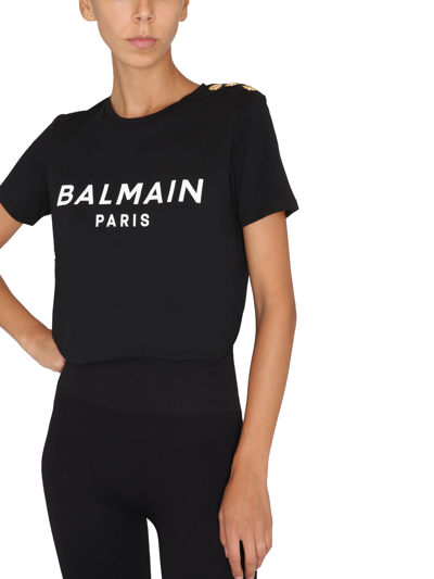 Shop Balmain T-shirt With Logo In Nero