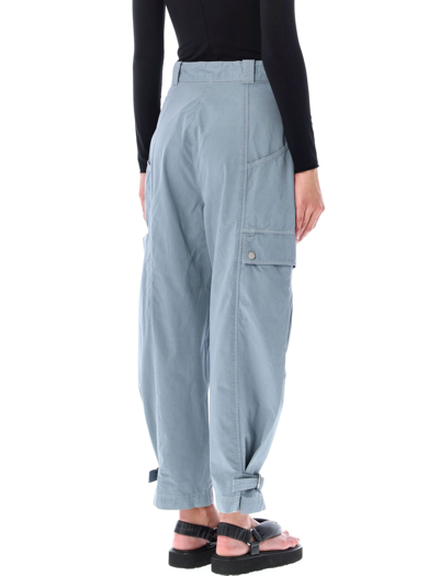 Shop Tory Burch Cotton Cargo Pants In Washed Bluestone