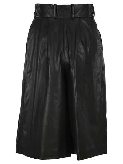 Shop Dolce & Gabbana High-waisted Leather Culottes In Black