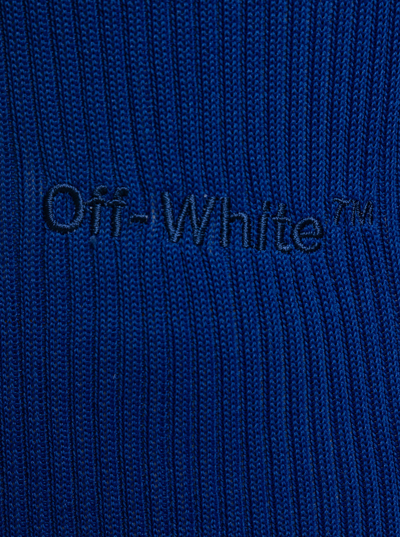 Shop Off-white Helvet Fine Knit Rib Turtlnec In Blu