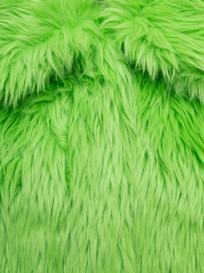 Shop Msgm Lime Green Short Faux Fur Jacket Woman
