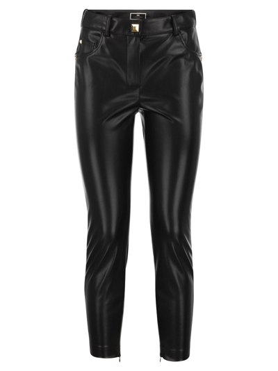 Shop Elisabetta Franchi Faux Leather Skinny Trousers In Black