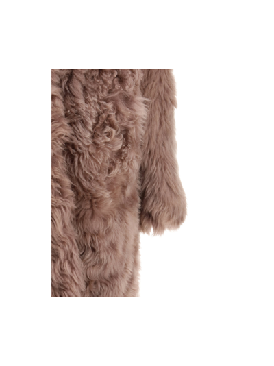 Shop Saint Laurent Fur Coat In Rose Antique
