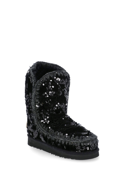 Mou Eskimo Sequin-embellished Boots In Black