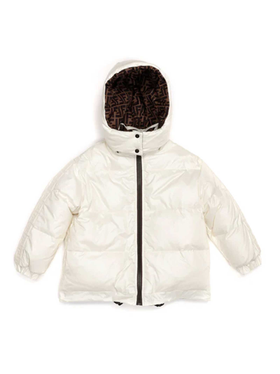 Shop Fendi Unisex White Jacket With Hood In Gesso