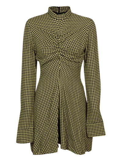 Shop Marques' Almeida Ruched Front Dress In Black/yellow
