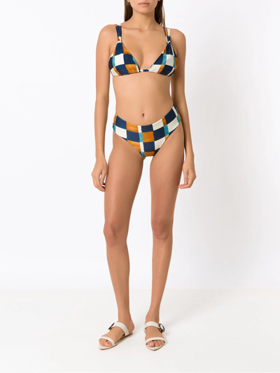 Shop Lenny Niemeyer Check-pattern Bikini Top In Multicolour