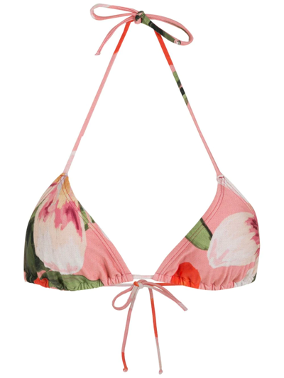 Shop Lenny Niemeyer Floral-print Halterneck Bikini Top In Multicolour