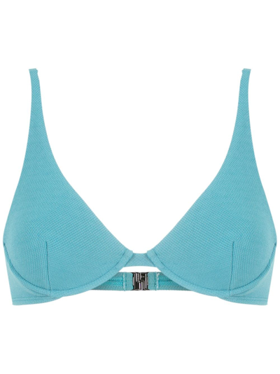 Shop Lenny Niemeyer Sutia Alongado Aro Porcelana Bikini Top In Blue