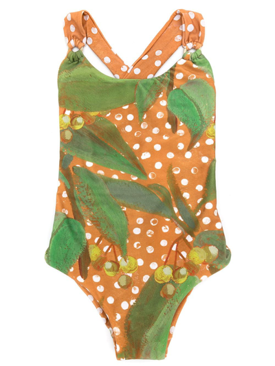 Shop Lenny Niemeyer Surma Leaf-print Swimsuit In Yellow