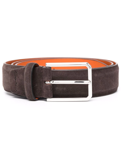 Shop Santoni Classic Buckle Belt In Brown