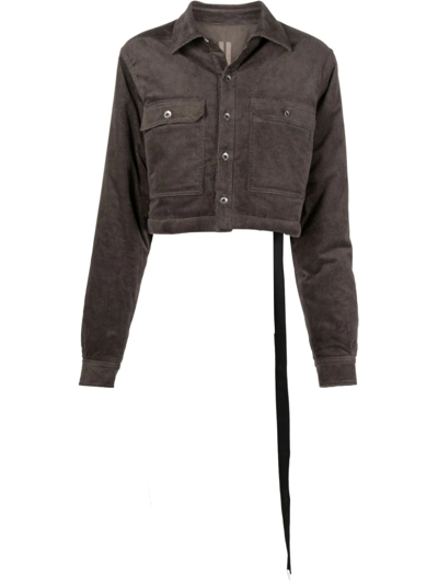 Shop Rick Owens Drkshdw Tassel-detail Cropped Jacket In Grey