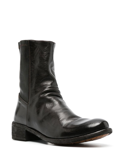 Shop Officine Creative Zipped Leather Boots In 褐色