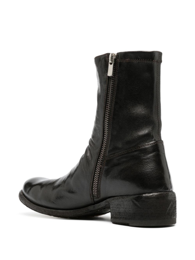 Shop Officine Creative Zipped Leather Boots In 褐色