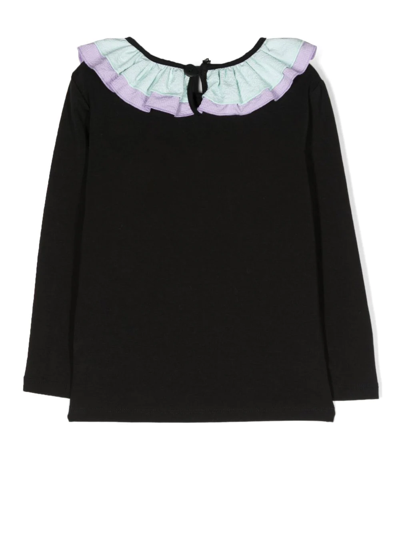 Wauw Capow By Bangbang Amina Ruffle-collar T-shirt In 黑色