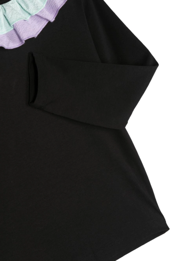 Wauw Capow By Bangbang Amina Ruffle-collar T-shirt In 黑色